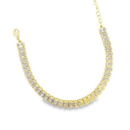 Wide Rectangle CZ Tennis Necklace (H207/I570)