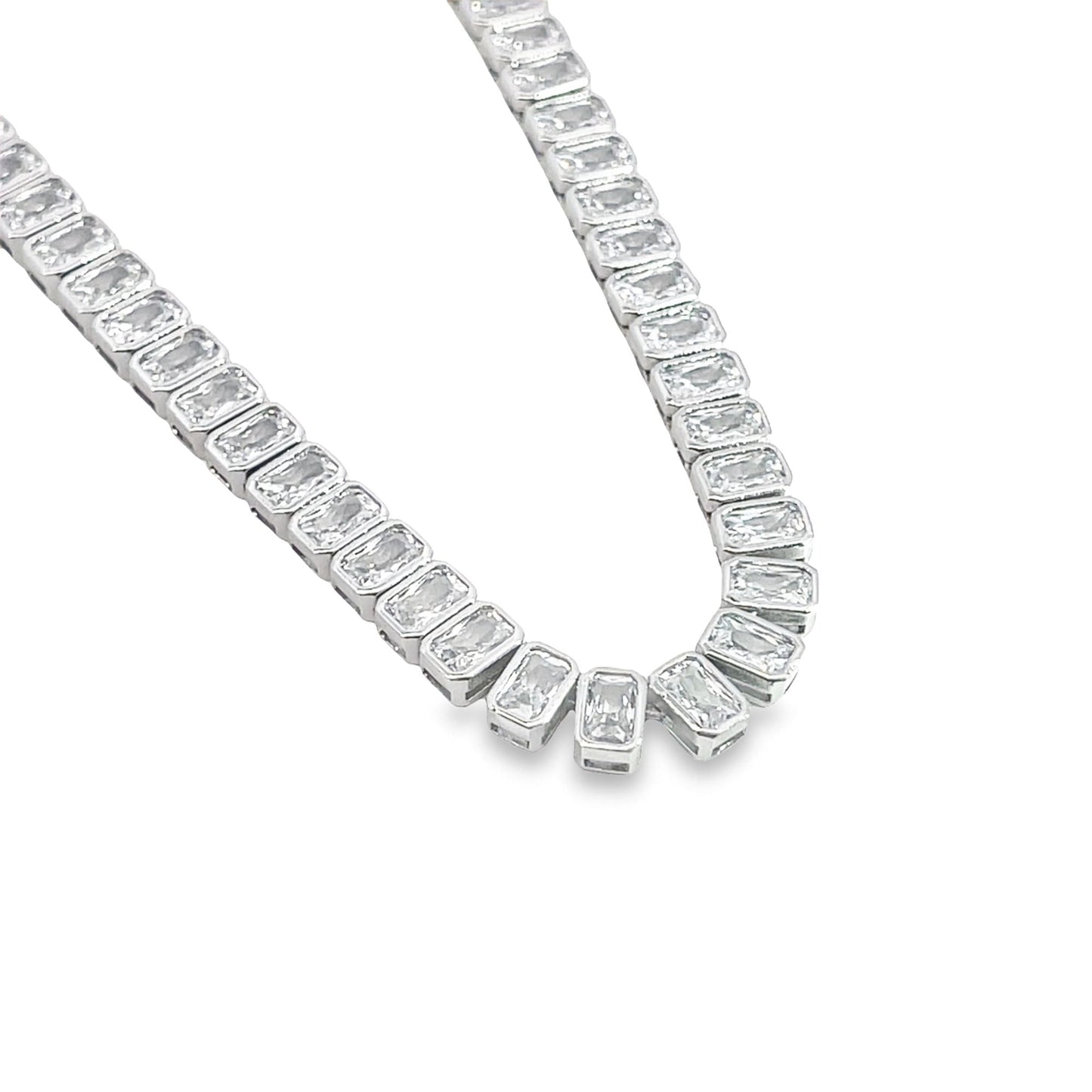 Wide Rectangle CZ Tennis Necklace (H207/I570)
