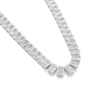 Wide Rectangle CZ Tennis Necklace (H207/I570)