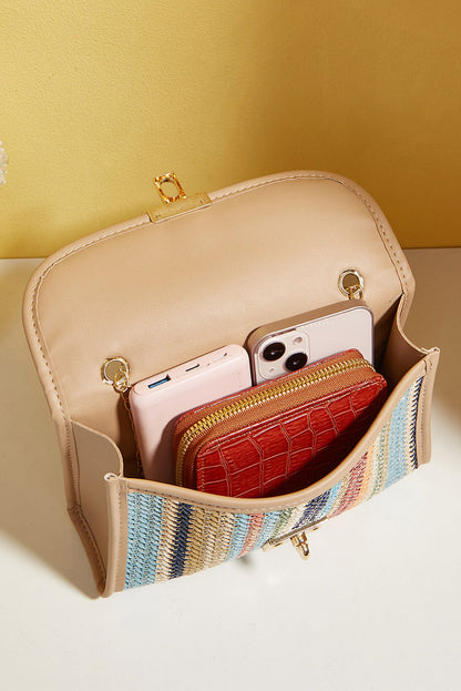 Azariah Striped Crochet Flapped Bag-3