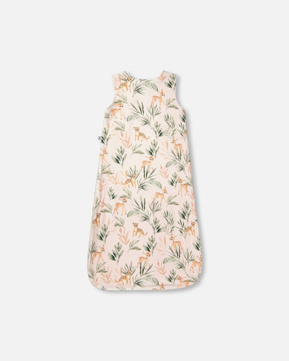 Organic Cotton Jersey Muslin Sleep Sack Peach Deer Print