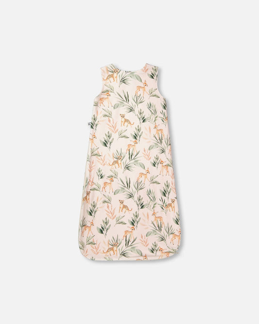 Organic Cotton Jersey Muslin Sleep Sack Peach Deer Print