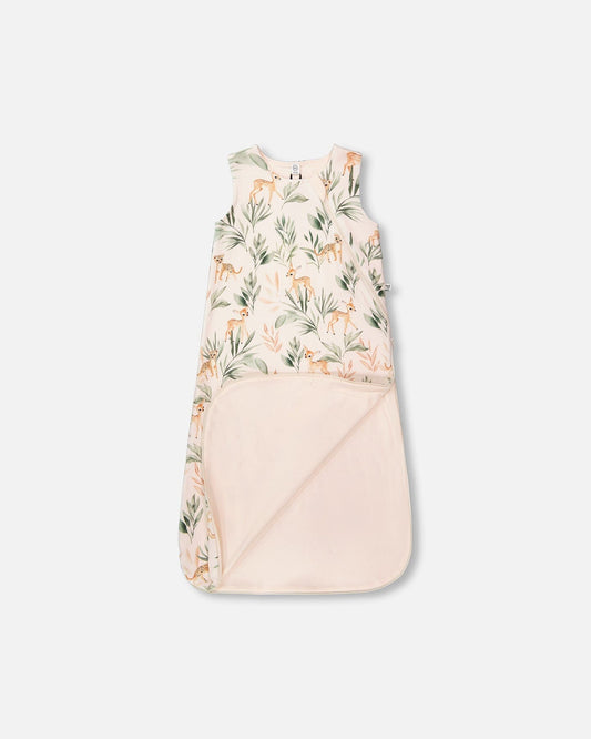 Organic Cotton Jersey Muslin Sleep Sack Peach Deer Print
