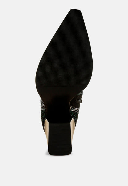Zarka Rhinestones Embellished Block Heel Boots