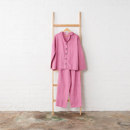 Linen Pyjama Set in Fuchsia